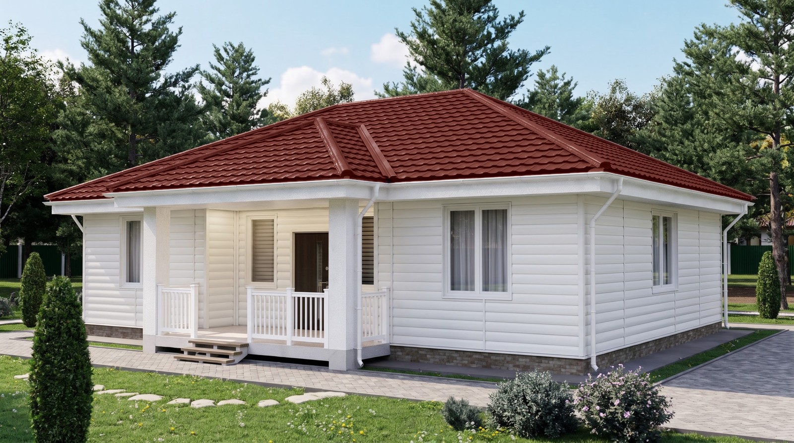 Дом с кровлей Геркулес 25, цвет оксид красный, RAL 3009