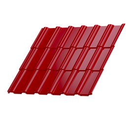 Металлочерепица Супермонтеррей 1180/1100x0,4 мм, 3020 транспортный красный глянцевый