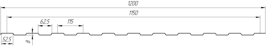 Профнастил С8 1200/1150x0,4 мм эконом, 7047 телерей 4 глянцевый