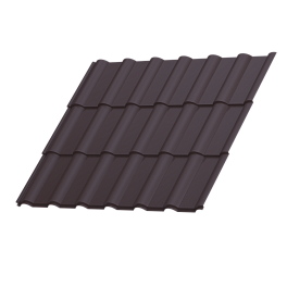 Металлочерепица Супермонтеррей 1180/1100x0,45 мм, 8017 шоколадно-коричневый матовый