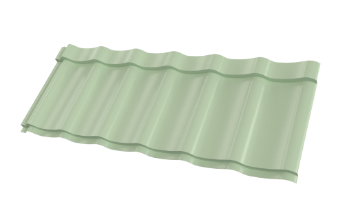 Металлочерепица Супермонтеррей 1180/1100x0,5 мм, 6019 бело-зеленый глянцевый