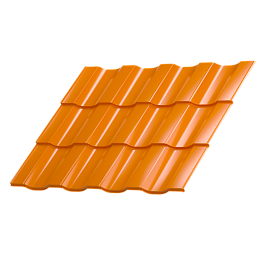 Металлочерепица Геркулес 25 1200/1150x0,5 мм, 2011 насыщенный оранжевый глянцевый