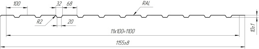 Профнастил С10 1155/1100x0,5 мм, 6005 зеленый мох матовый