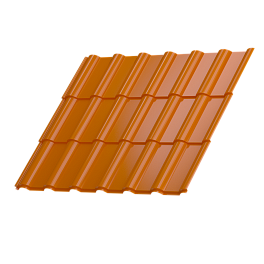 Металлочерепица Супермонтеррей 1180/1100x0,4 мм, 2011 насыщенный оранжевый глянцевый