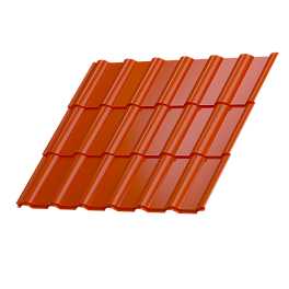 Металлочерепица Супермонтеррей 1180/1100x0,4 мм, 2004 оранжевый глянцевый