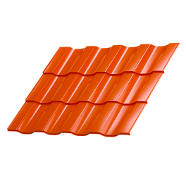 Металлочерепица Геркулес 30 1200/1150x0,45 мм, 2004 оранжевый глянцевый