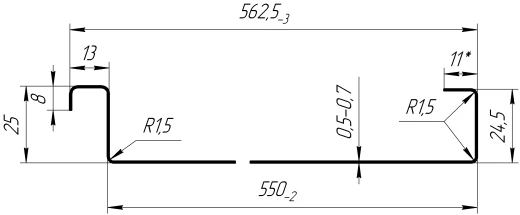 Фальцевая кровля 562/550x0,7 мм, 7005 мышино-серый глянцевый