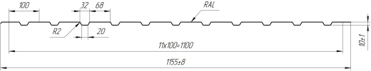 Профнастил С10 1155/1100x0,4 мм эконом, 8017 шоколадно-коричневый глянцевый