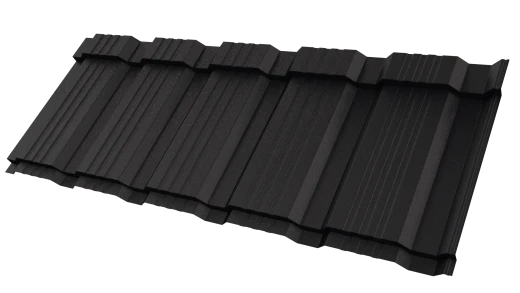 Металлочерепица Каскад 1195/1130x0,5 мм, 9005 черный янтарь стальной бархат