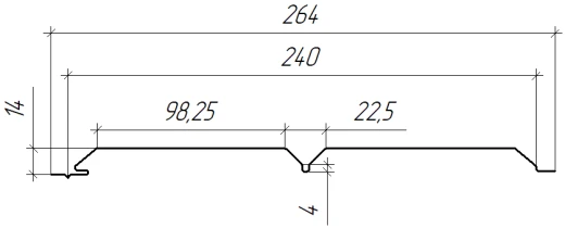 Л-брус 264/240x0,45 мм, Античный дуб 3D