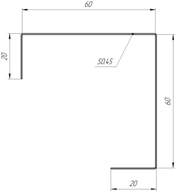 Декоративная накладка угловая 20x60x60x20 мм, 8019 серо-коричневый глянцевый
