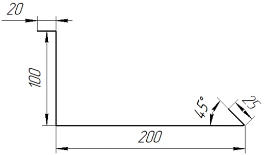 Планка примыкания нижняя 100x200x2000 мм, 5005 сигнальный синий глянцевый